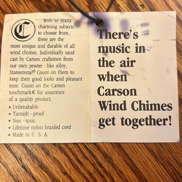 NWT Merry Christmas with Santas Sleigh Pewter Wind Chimes by Carson Industies - Picture 7 of 8